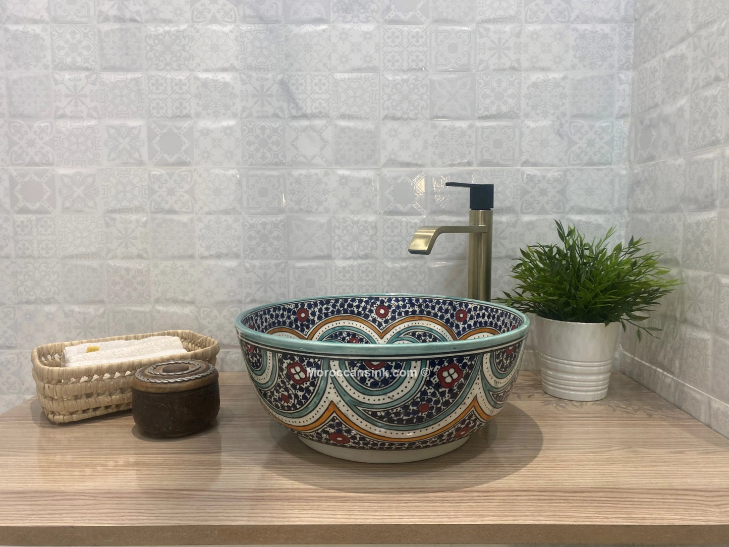 Farmhouse Bathroom Moroccan Ceramic Sink