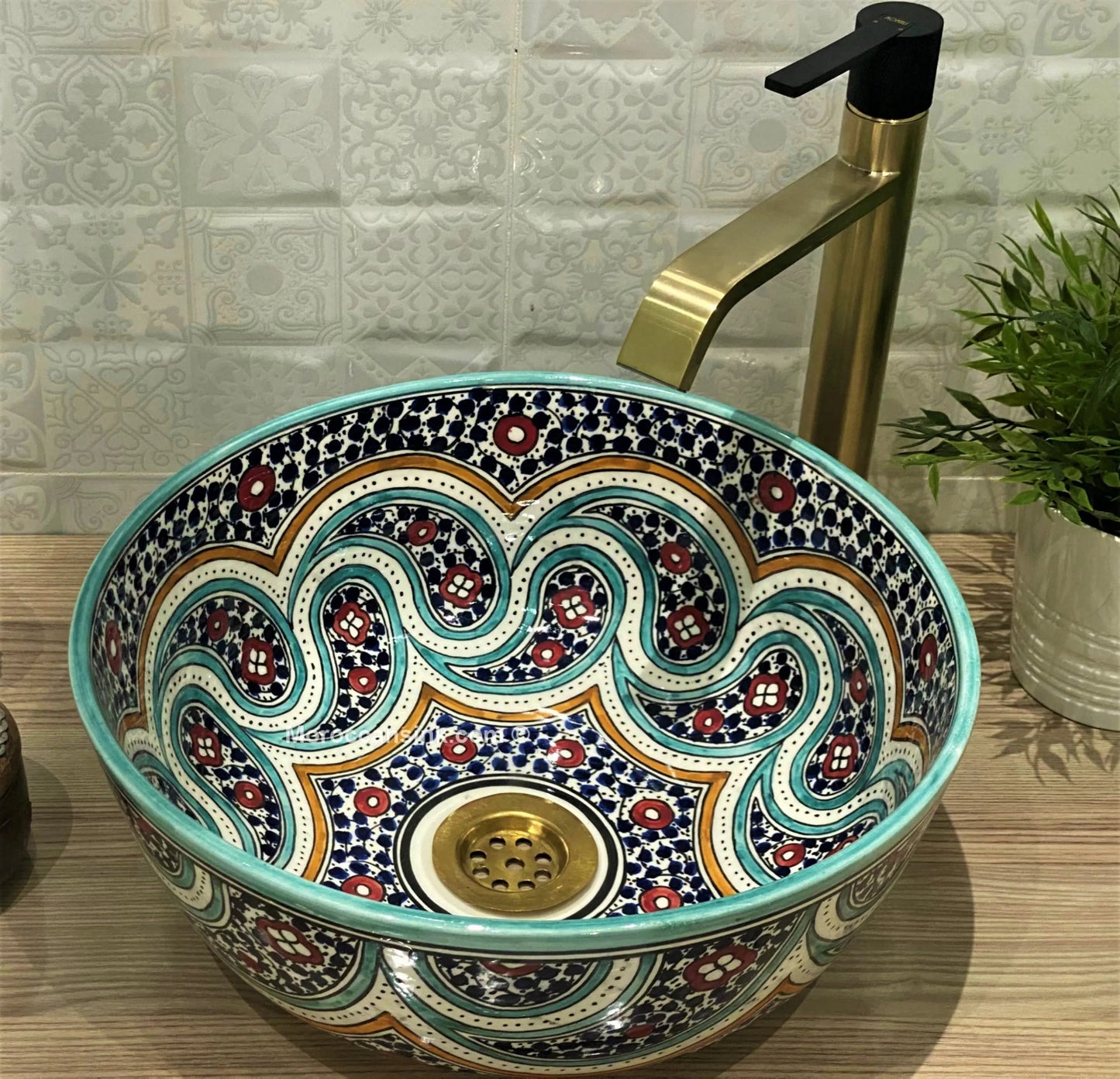 Farmhouse Bathroom Moroccan Ceramic Sink