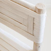Tabouret de bar avec dossier en bois et tressage beige