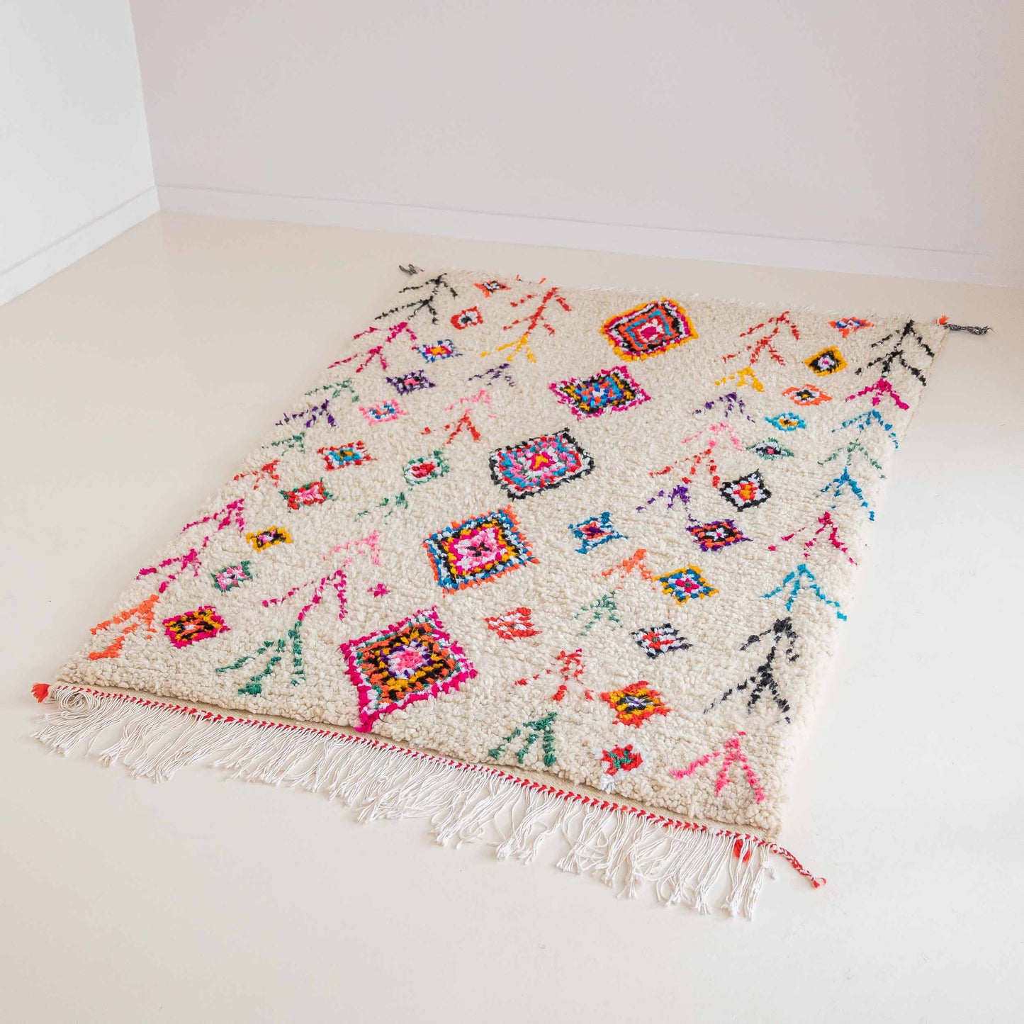 Tapis berbère COULOIR Azilal coloré 100% laine de mouton