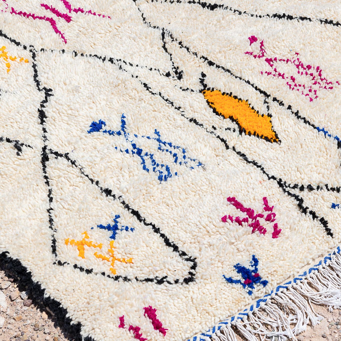 Tapis motif berbere Azilal coloré, 100% laine