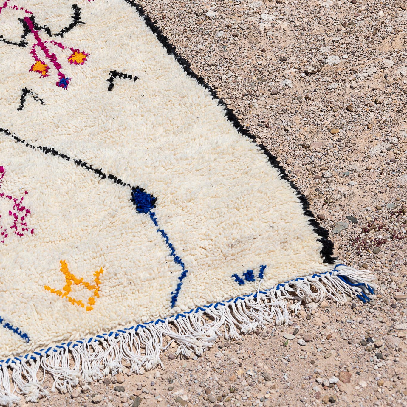 Tapis motif berbere Azilal coloré, 100% laine