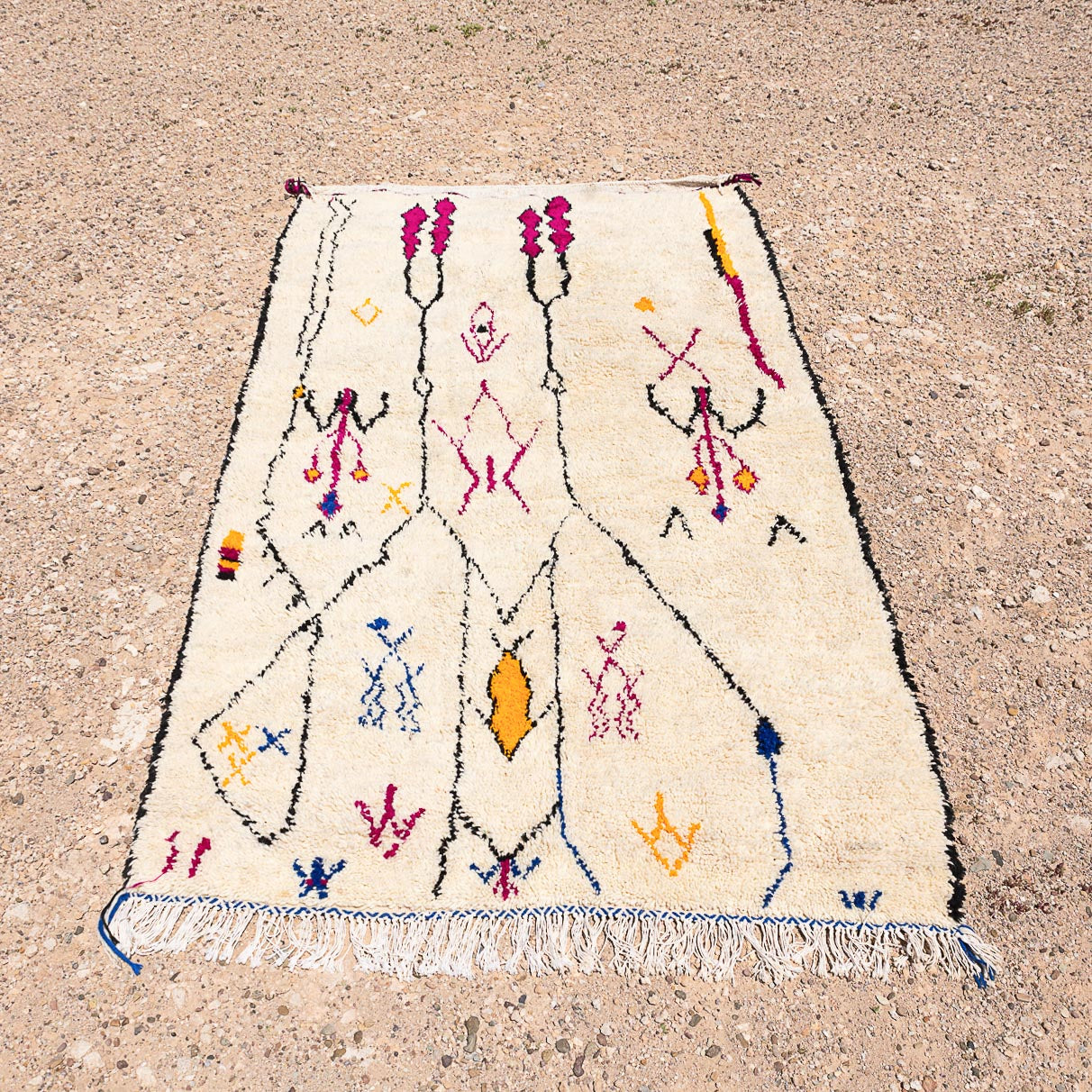 Tapis motif berbere Azilal coloré, 100% laine