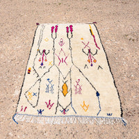 Tapis motif berbere Azilal coloré, 100% laine