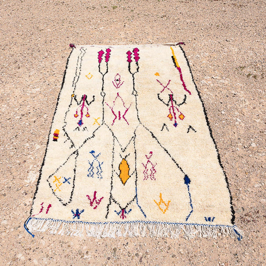 Tapis motif berbere Azilal coloré, 100% laine