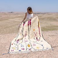 Tapis motif berbere Azilal coloré, 100% laine