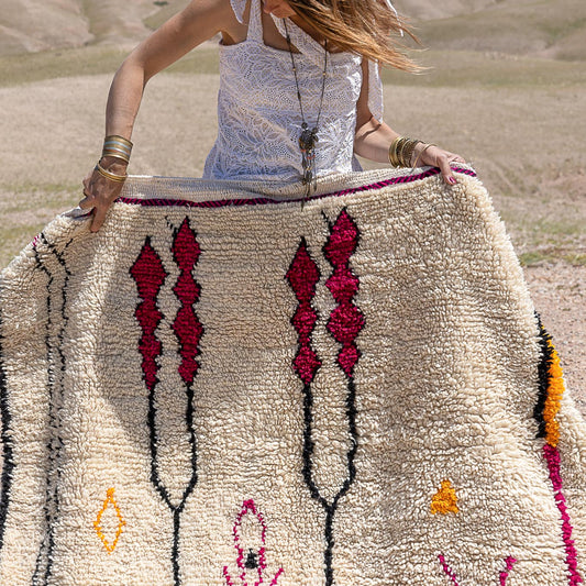 Tapis motif berbere Azilal coloré, 100% laine