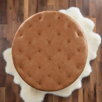 Tufted Round Leather Ottoman