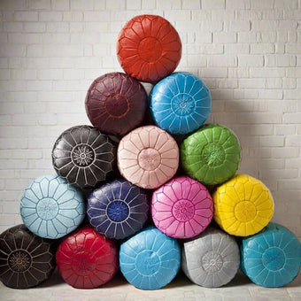 compare product Colorful Moroccan Round Leather Pouf