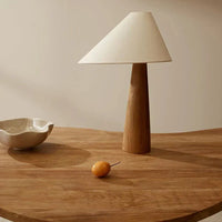 Wabi Sabi Floor Standing Lamp with Fabric Lampshade & Wooden Base
